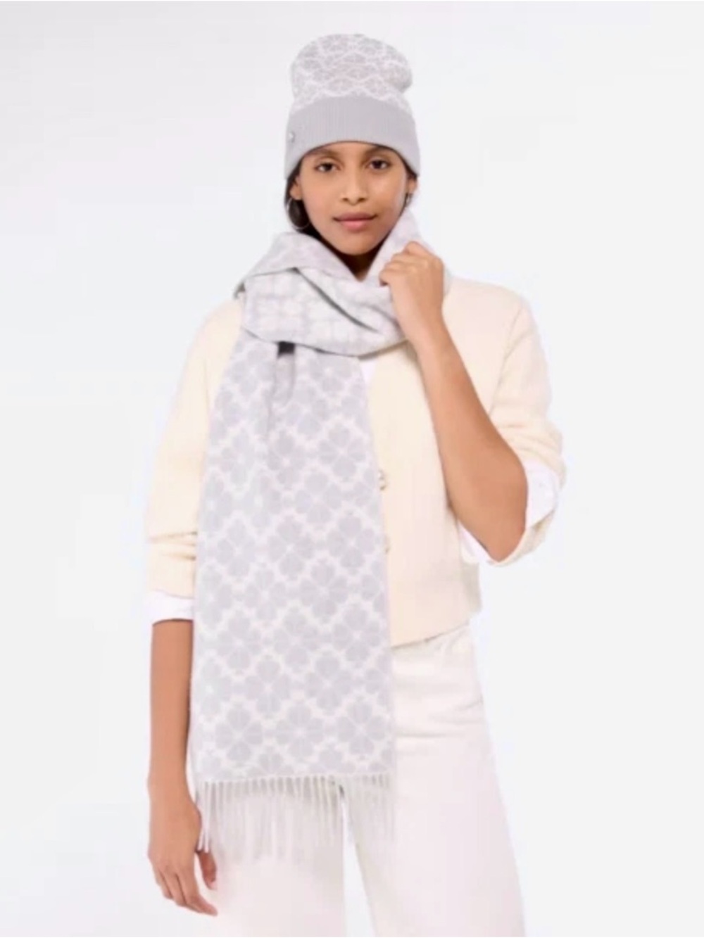 Kate Spade. Spade Flower Cashmere
Scarf and Spade Flower Cuff Beanie Set.  NWT! - Picture 12 of 12